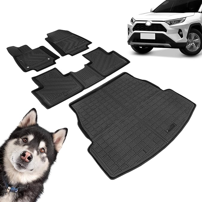 Compatible for 2019-2025 Toyota RAV4 Floor Mats & Cargo Liner All Weather Floor Mats for 2019 2020 2021 2022 2023 2024 2025 RAV4 Accessories (Not Fit Hybrid)