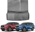 3rd Row Backrest Mats & Cargo Liner Compatible for 2019-2024 Infiniti QX80 Cargo Liner 2019-2024 Nissan Armada Trunk Mat All Weather Protectors Accessories (2-in-1, Fit 8 Seat)