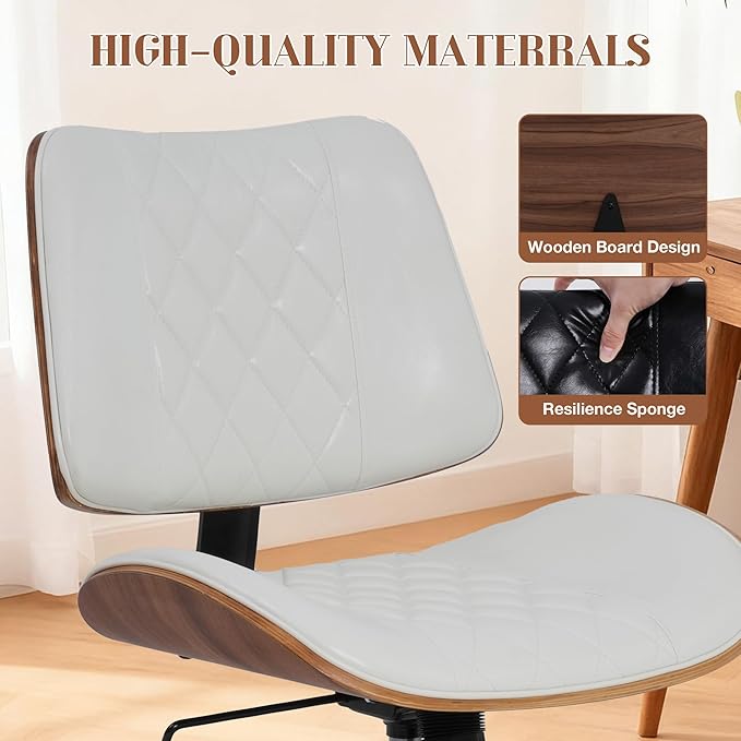 Azaeahom Ergonomic Cross Legged Office Chair with Wheels, Height Adjustable & 360°Swivel for Meditation, Desk & Yoga - Wide Criss Cross Design, Kneeling Chair - White