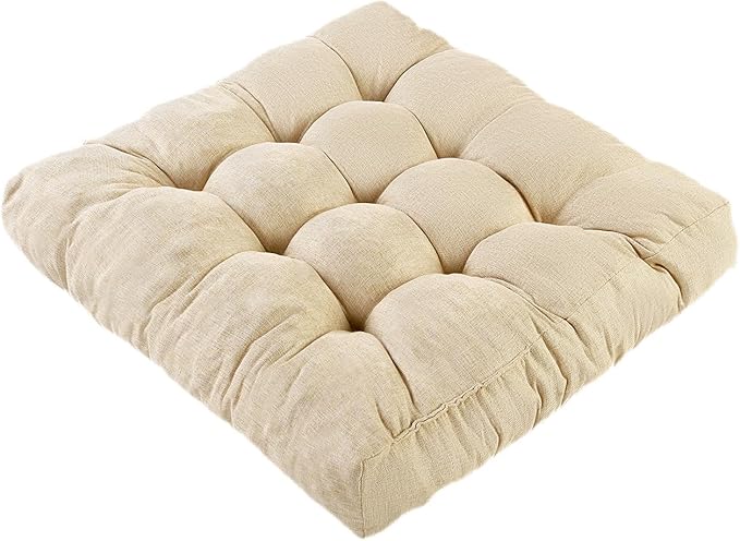 LYLNBYWK Meditation Floor Cushions, Thickened Floor Pillow for Adults, Large Square Pillows Seat Cushion for Tatami Living Room Yoga, Memory Sponge Block Added, 22x22 Inch, Beige