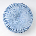 vctops Solid Velvet Seat Cushions Round Floor Pillows Thicken Chair Cushions Pleated Chair Pads Seat Pad Throw Pillows for Bedroom Living Room (Light Blue,Diameter 15")