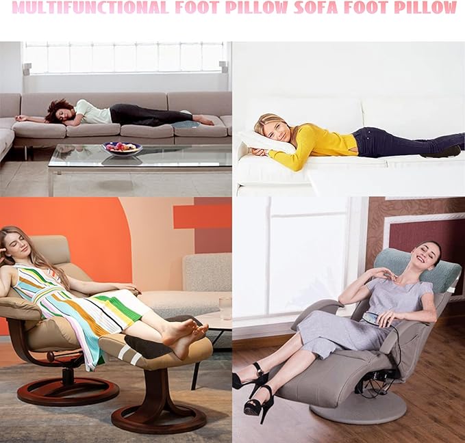 S-SNAIL-OO Recliner Leg Rest Cushion Sofa Footrest Pillow (23 x 10 x 2 in) Multi Purpose Half Moon Foot Pillow Under Knee Pillow for Leg, Neck, Waist, Ankle Support (1Pcs, Blue)