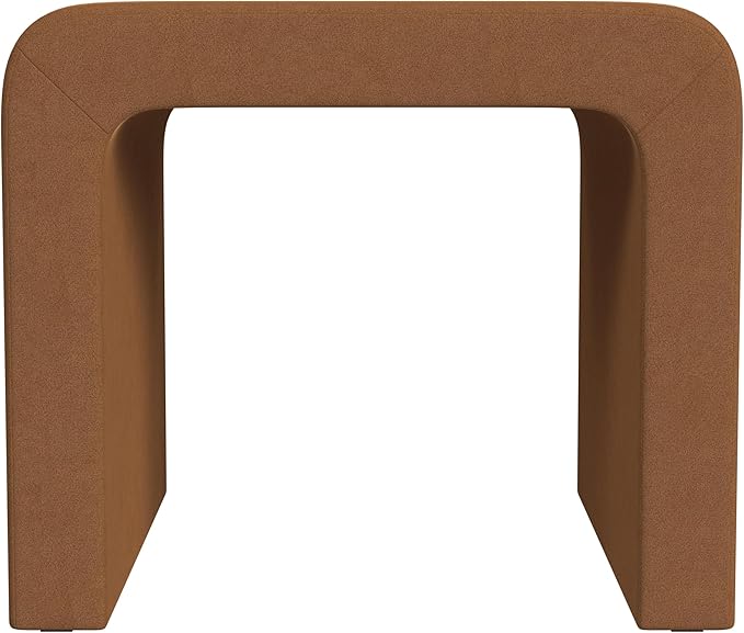 HomePop Modern Arch Velvet Ottoman|Homepop Home Décor|Ottoman for Living Room & Bedroom - Rust Orange