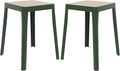 LeisureMod Tresse Mid-Century Modern Square Plastic Dining Stool Set of 2, Stackable Accent Stools with Breathable Seat, Lightweight Seating for Kitchen, Dining Room, Bedroom, or Entryway (Grey)
