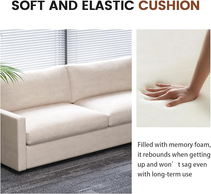 Modern Beige Fabric Loveseat with Deep Seating, Soft Cushions, Minimalist 2-Seater Sofa for Office, Living Room or Bedroom, Easy Assembly Couch for Small or Large Spaces