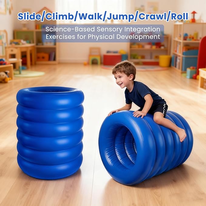 Barrel Roll Sensory Chair for Kids, 2025 Reinforced Calming Vestibular Toy with Deep Pressure, Durable Inflatable Sensory Pod for Autism, ADHD, Perfect for Classroom or Home Use