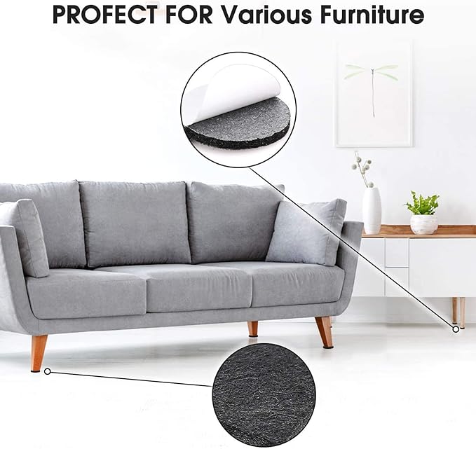 Yelanon Felt Furniture Pads for Hardwood Floors -261 Pcs Premium Floor Protectors for Furniture, Felt Pads for Chair Legs, Black