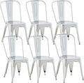 Metal Dining Chairs Set of 6 - Stackable Tolix Chair Indoor/Outdoor for Kitchen, Cafe,Restaurant, Bistro & Patio Multiple Colors(Silver)