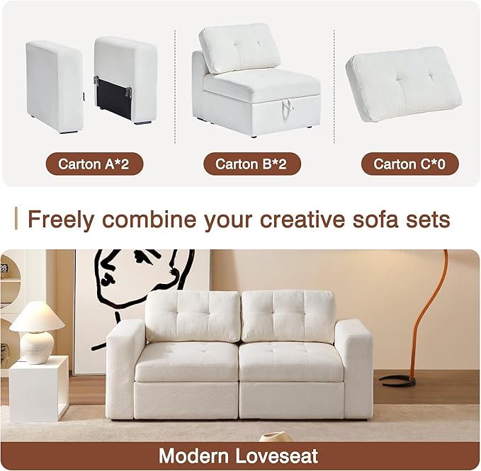 ORRD Armrest Chair for Modular Sectionals Sofa Couch, Modular Sofa Chair with Storage for Living Room