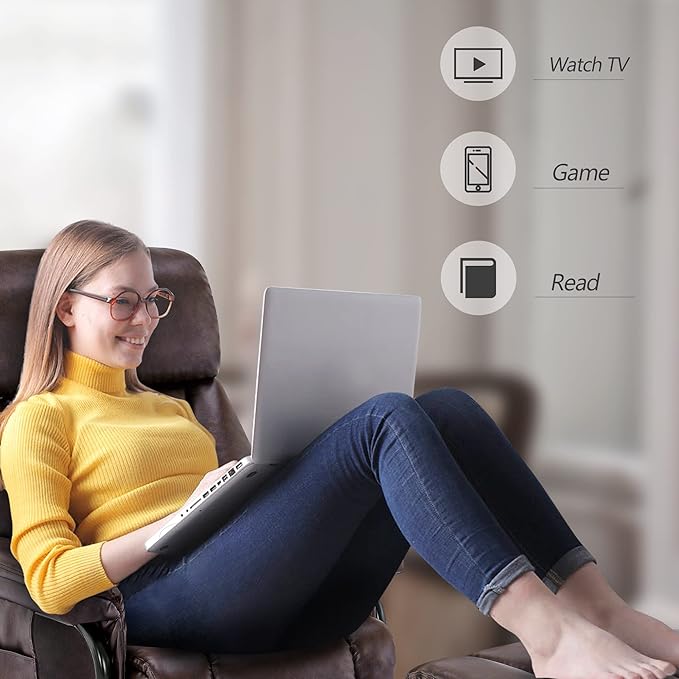 MCombo Swivel Recliner with Ottoman, TV Chair with Vibration Massage, Ideal for RV Small Space, Living Room & Bedroom 4539 4828 (Faux Leather, Dark Brown)