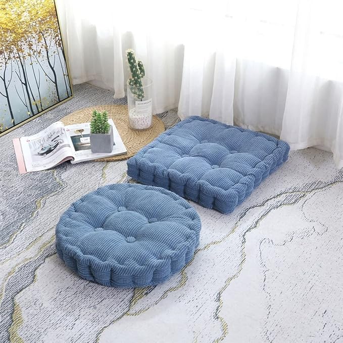 Round Soft Chair Cushions Home Floor Pillow Indoor Corduroy Chair Pads Office Seat Cushion, 17" D.