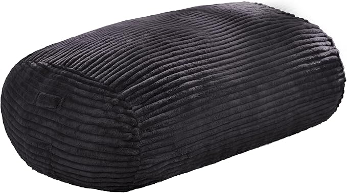 Hobestluk 4FT Bean Bag Chairs Adult Bean Bag with Portable Handle Comfy Large Bean Bag Chair with Removable Cover for Living Room Bedroom or Reading Nook (Stripe Dark Grey, 4FT)