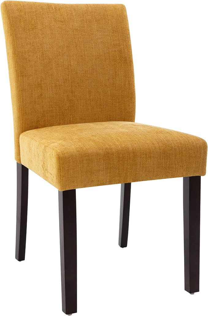Watson & Whitely Upholstered Dining Chairs Set of 6, Fabric Armless Dining Room Chairs with Solid Wood Legs & Back Side Chair for Kitchen, Living Room, Restaurant, Bright Yellow