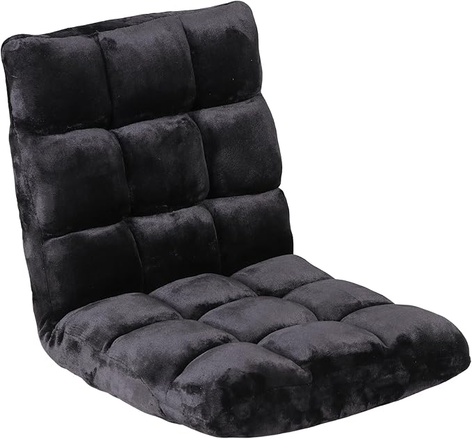 Epetlover 14-Position Adjustable Floor Gaming Chair Foldable Memory Foam Armless Sofa Seat Couch Recliner with Comfy Back Support for Working Meditation Reading, Black