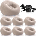 Realspring 6 Pcs Inflatable Bean Bag Chairs for Adults with Electric Air Pump, Blow up Couch Folding Portable Inflatable Couch Lazy Sofa for Outdoor Movie Nights Camping Room (Coffee)