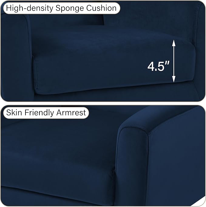 DREAMSIDEA Accent Chair, Modern Velvet Arm Chair for Living Room, Bedroom, Comfy High-Resilient Sponge Reading Chair for Small Spaces （Velvet Royal Blue, Set of 2