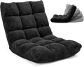 Floor Chair with Back Support, Foldling Gaming Sofa Chair with Comfy Cushion, Adjustable 14-Position Meditation Chairs, Lazy Lounge Recliner Reading Seat for Adults, Kids (Black)