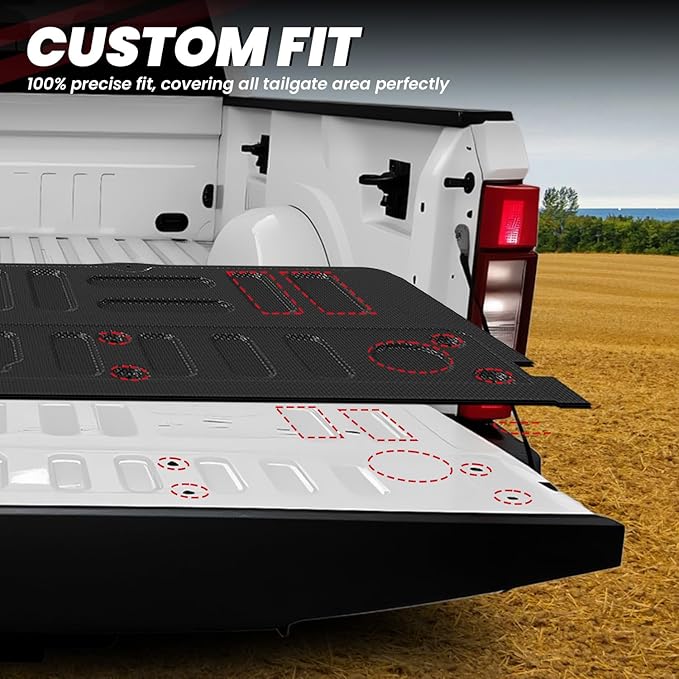 LASFIT Floor Mat Truck Tailgate Mat for Ford Super Duty F250 F350 F450 2022-2017 Truck Bed (Not Fit Drop-in Liners) All Weather Protector TPE Tailgate Liner,1pc Black