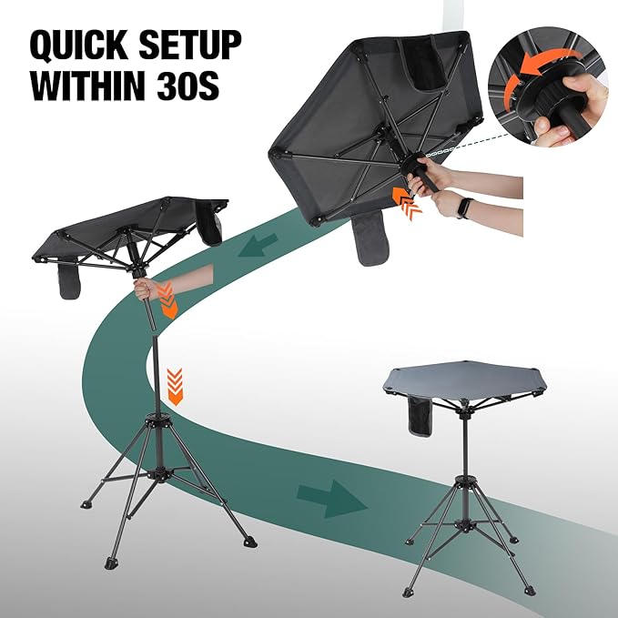 Stonehomy Tall Folding Directors Chairs & Adjustable Height Folding Table Set,Portable Outdoor Bar Table & Foldable Director Chairs with Makeup Pocket for Backyard,Beach,Travel with Storage Bag