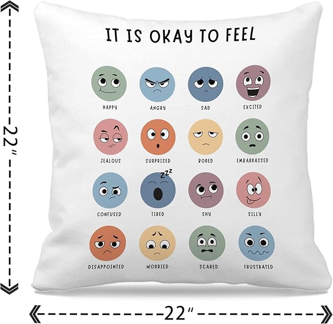 Nogrit Counseling Office Must Haves Throw Pillow Cover, Calming Corner, Mental Health Pillowcase Decor for Home Kids,Mental Health Counselor Gifts, Calming Corner Pillow Covers 22x22 White