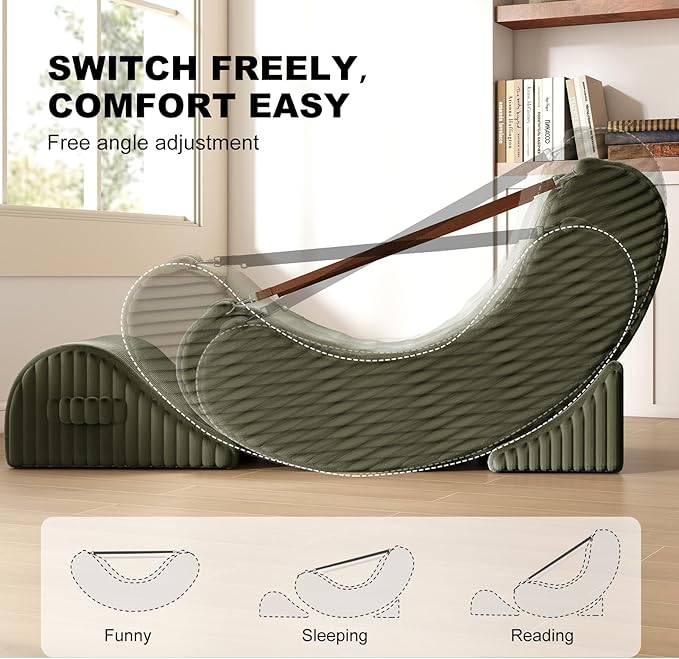 Gaint Bean Bag Chairs for Adults, Beanbag Lounge Filled with Memory Foam, Adjustable Angle, Corduroy Fabric, with Detachable Footrest for Bedroom, Living Room and Nursery(Olive Green)
