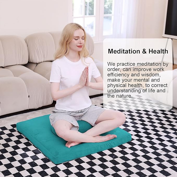 TokSay Velvet Zabuton Meditation Mat,31 * 31 inches, Yoga Meditation Cushion Floor (Green)