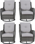 Rilyson Wicker Rocking Chair Swivel Chairs - 4 Piece Rocker Patio Chairs Set Rattan Rocking Chair for Outdoor Porch Deck Garden Backyard(Mixed Grey/Grey)