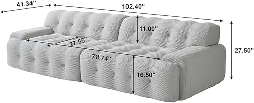 102.4inch Modular Sectional Couch,Oversized Loveseat Sofa, 3D Mesh Fabric Comfy Cloud Sofa Couches, Curved Couch for Living Room, Office, Apartment,No Assembly Required (Light Grey, 102.4")