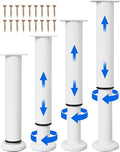 Olldag 4 PCS Adjustable Height Bed Support Legs [with 18PCS Screws] for Bed Frame/Bed Center Slat, Heavy Duty Furniture Replacement Legs 7.08-12.2 inch for Sofa/Cabinet/Couch/Dresser/Table (White)