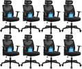 CLATINA Heavy Duty Ergonomic Office Chair 400LBS, Big and Tall Desk Chair with Adjustable Lumbar Support Mesh Back & Headrest, Swivel Computer Task Chair with 3D Arms for Home, Conference, Black, 8PCS