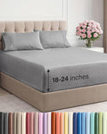 Extra Deep Pocket King Sheets - 4 Piece Breathable & Cooling Bed Sheets - Hotel Luxury Sheet Set - Soft, Wrinkle Free & Comfy - Easily Fits Extra Deep Mattresses - Deep Pocket Heathered Grey Sheets