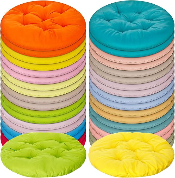Tinideya 36 Pcs Round Floor Pillows 15.7 Inch Flexible Seating Pillows Chair Floor Cushions Reading Cushions for Kids Adults Classroom Home School Playing Supplies,18 Colors (Multicolor)