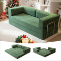 79 Inch Convertible Sofa Bed Couch in Box, 5 in 1 Folding Modular Boneless Couch with Pull Out Bed 2 Pillows, Soft Corduroy Floor Futon Lounge Loveseat Sleeper Lazy Cama No Assembly Green