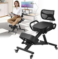 Ergonomic Kneeling Chair Height-Adjustable 32.2-36.2 in Postures Chairs with Lockable Wheels and Armrests Knee Chairs can Hold Up to 220 Lbs Kneeling Ergonomic Chair for Desk Home Meditation,Black