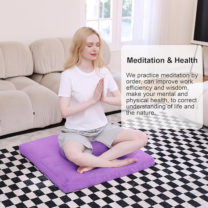 TokSay Velvet Zabuton Meditation Mat, 31 * 31 inches, Yoga Meditation Cushion Floor (Purple)