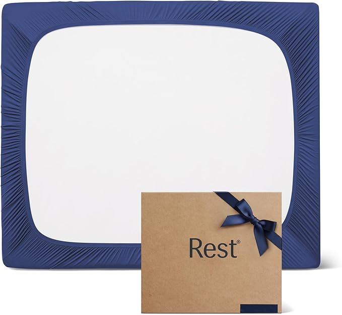 REST® Evercool®+ Fitted Sheet, Full Size, Midnight Blue, 15" Deep (up to 18’’), Breathable Bedding for Hot Sleeper and Night Sweats, Bed Sheet with Ionic+ Self-Cleaning Silver Yarn for Sensitive Skin
