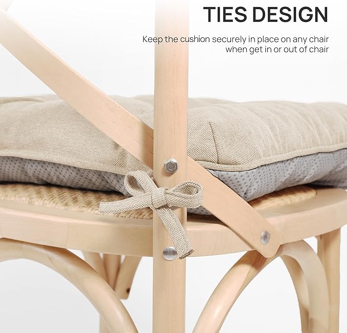 Love's cabin Memory Foam Chair Cushions Set of 4, Outdoor/Indoor Chair Pads for Dining Chairs 4 Pack, Seat Cushions for Kitchen, Dining Room, Office, Patio Chairs, 19"x19"x3.5" Khaki