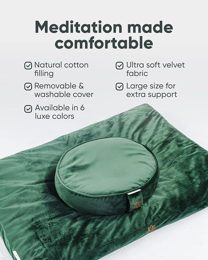 Mindful & Modern Zabuton Meditation Mat - Cotton Filled Yoga and Meditation Pad - Zabuton Meditation Cushion for Kneeling and Sitting Support - Large Rectangular Sitting Floor Pillow for Bench or Zafu