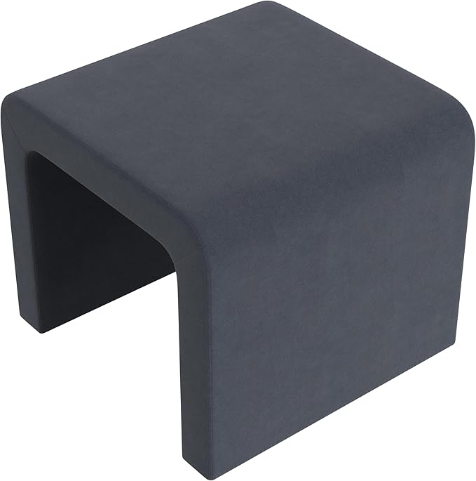 HomePop Modern Arch Velvet Ottoman|Homepop Home Décor|Ottoman for Living Room & Bedroom - Steel Blue Velvet