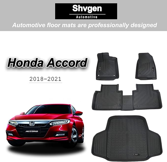 Compatible for 2018-2022 Honda Accord Floor Mats & Cargo Liner All Weather Car Floor Mats for 2018 2019 2020 2021 2022 Honda Accord Accessories