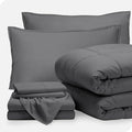 Bare Home Bed-in-A-Bag 7 Piece Comforter & Sheet Set - Queen - Goose Down Alternative - Ultra-Soft 1800 Premium - Bedding Set (Queen, Grey/Grey)