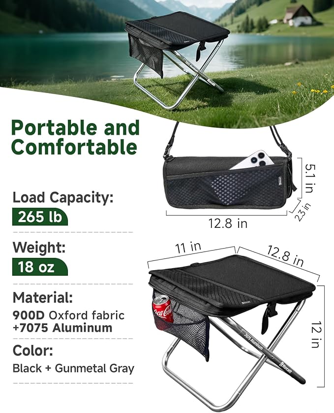 Rocalt Portable Seat Cushion and 2-in-1 Foldable Stool with Carry Bag, Self-Inflating Travel Cushion for Camping, Stadiums, Beach, Hiking | Lightweight, Waterproof, Durable Outdoor Seating Set