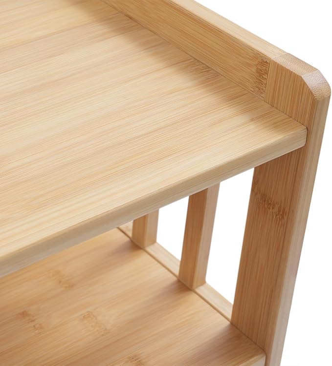 Floor Table Low 2-Tier Meditation Altar Table with Drawers Bamboo Coffee Table Desktop Organizer for Japanese Tatami Chinese Asia, Prayers, Displaying Jars/Plants/Books-27.2*9.8*11in (Nature Color)