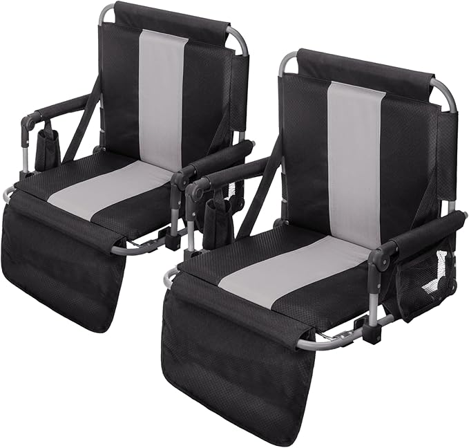 GREEN PARTY Stadium Seat for Bleachers Portable Outdoor Floor Folding Stadium Chair with Armrest, Back Support, Cup Holder, Mesh Bag and Hide Hooks