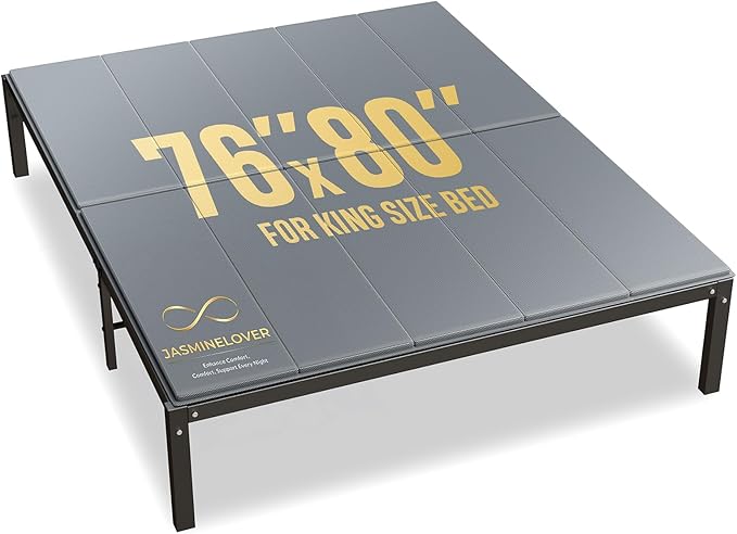 JASMINELOVER Bunkie Board King Size Bed Boards for Under Mattress 76"x80" - Heavy Duty Reinforced Wood Support Board with Anti-Sag Design, Fits Metal Frames/Platform Beds/Sleeper Sofas - Grey