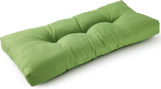 SUNROX LokGrip Non Slip Tufted Memory Foam Bench Cushion, FadeShield Water Resistant Durable Thicken Outdoor/Indoor Bench Seat Pads 48x16x4 inch, Apple Green