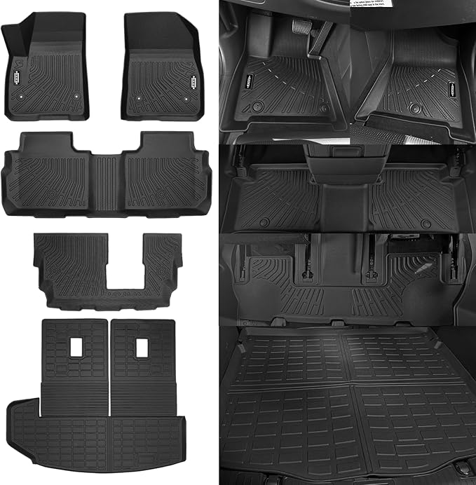 Floor Mats for 2020-2025 2026 Cadillac XT6 7 Seats Floor Mats & Trunk Mat & Backrest Mats All Weather for Cadillac XT6 Accessories Guard Odorless Anti-Slip Floor Liner