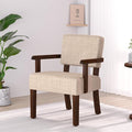 FAGAGA Accent Chair,Armchairs with Solid Wood Frame and Legs,Upholstered Reading Leisure Chair for Bedroom,Office,Waiting Room (Linen, Beige, One Chair)