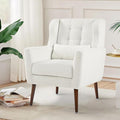 CHSICFOR Modern Accent Chair, Upholstered Arm Chair with Waist Pillow, Single Sofa Chair for Living Room Bedroom Small Spaces (White)