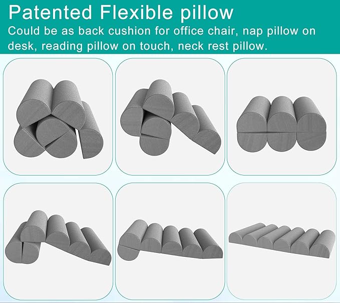 Back Support Pillow for Office Chair with Neck Support,Lumbar Pillow Adjustable for Chair,Patented 6 semi-Circular Foldable Back Cushion Hanging on Desk Chair/Couch/Recliner,Soft